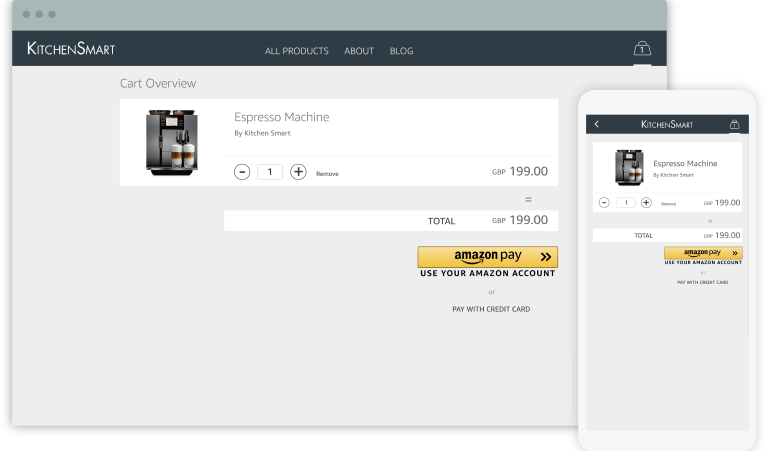 Amazon Pay checkout or payment interface